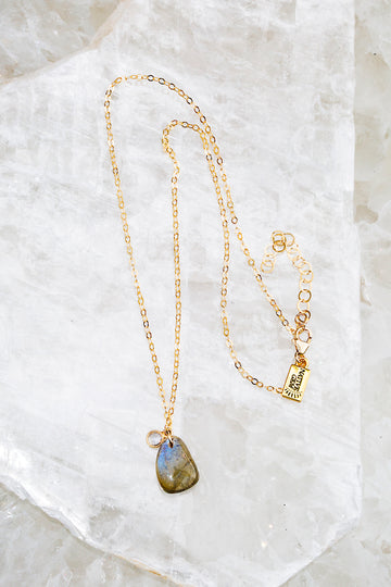 Labradorite and tiny cz necklace